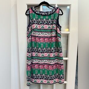 Talbots Fringe Sleeveless Floral Paisley Boho Southwestern Dress Plus Size 14W